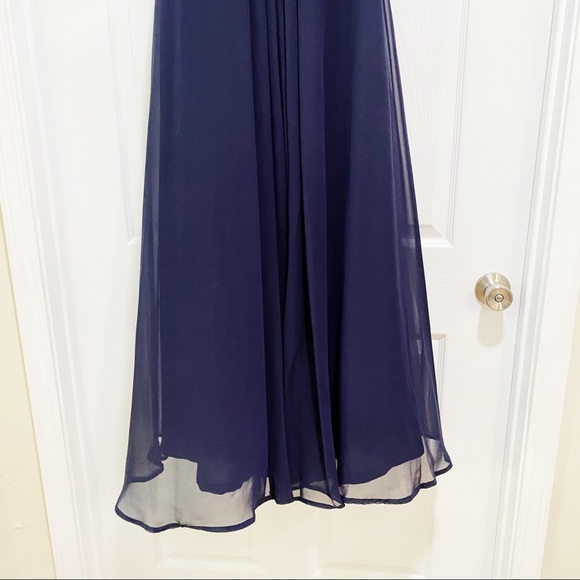 Morilee Madeline Gardner Chiffon Bridesmaid Dress Embroidered Gown Blue Size 8 - Picture 7 of 14